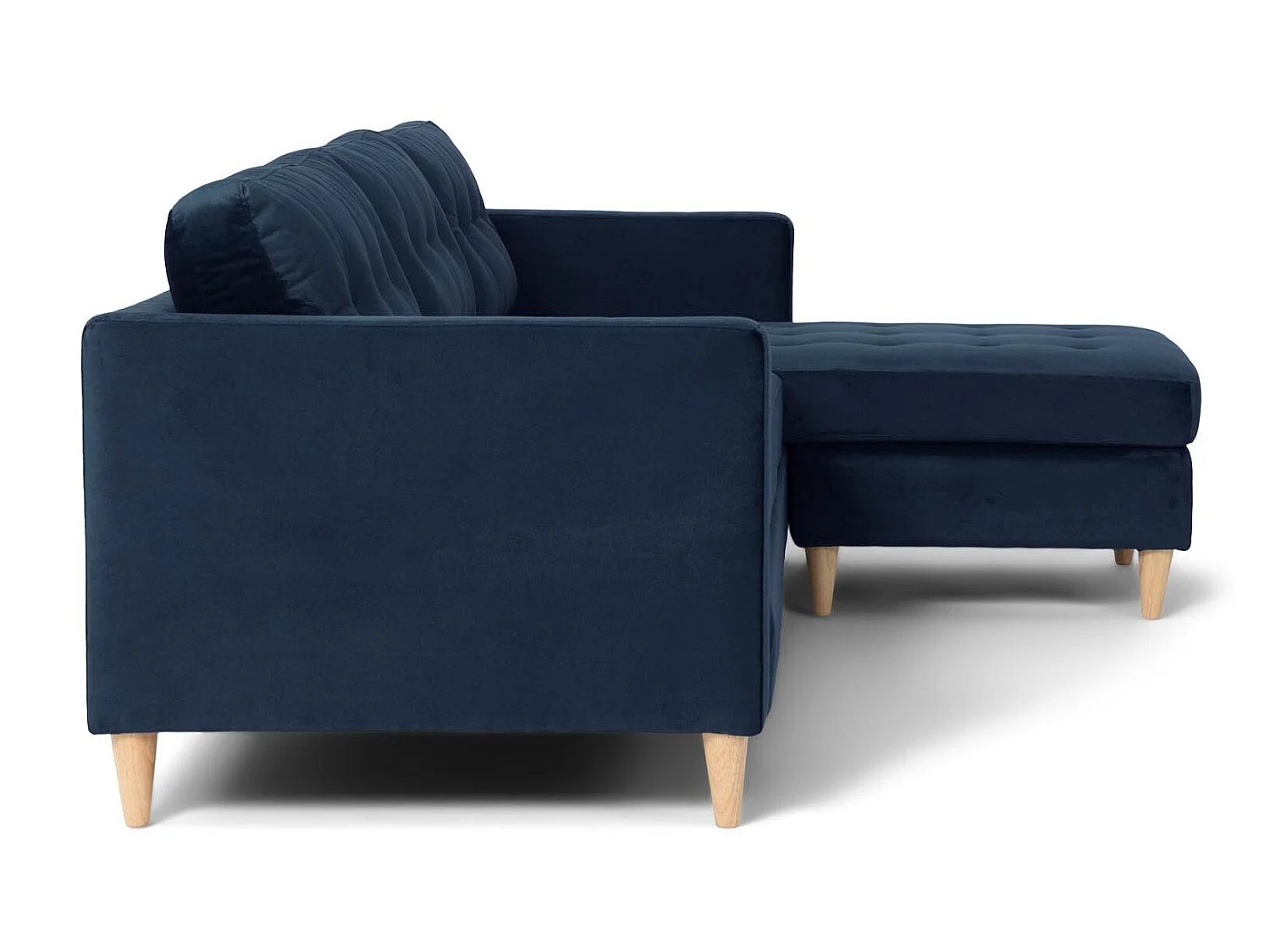 Marino Canapé BA2, chaise longue orientable orientable à droite ou à gauche en velours, bleu.