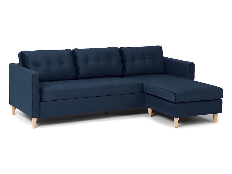 Marino Sofa BA2, Chaiselongue rechts oder links gewendet in Velour blau.