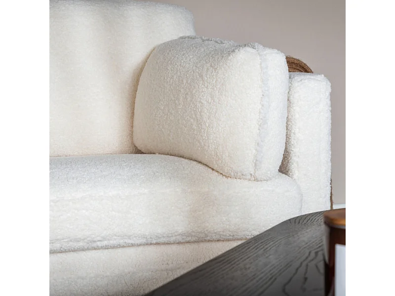 Canapé 3 Places Bouclette "Boom" 203cm Blanc