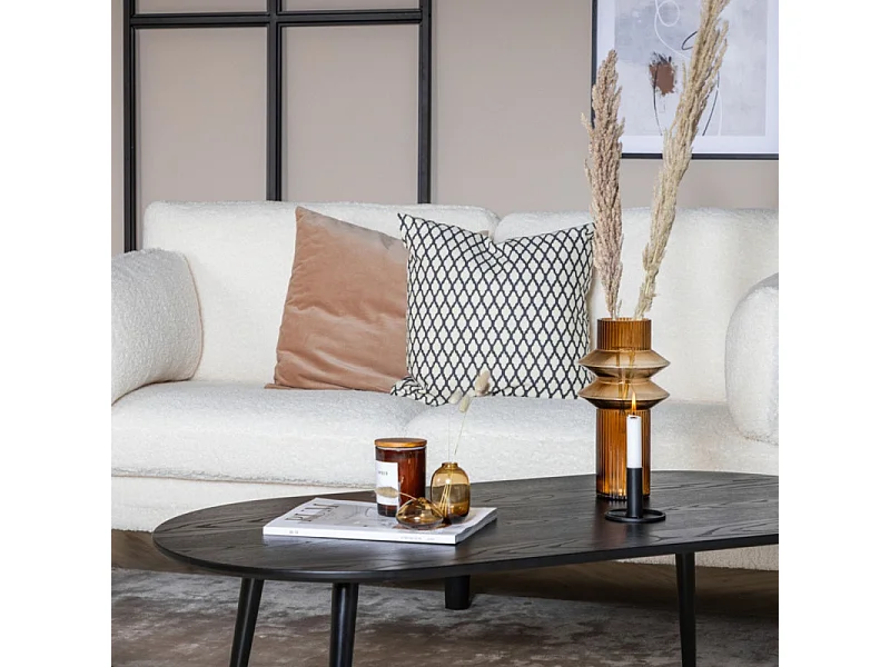 Canapé 3 Places Bouclette "Boom" 203cm Blanc