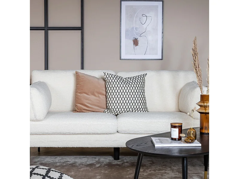 Canapé 3 Places Bouclette "Boom" 203cm Blanc