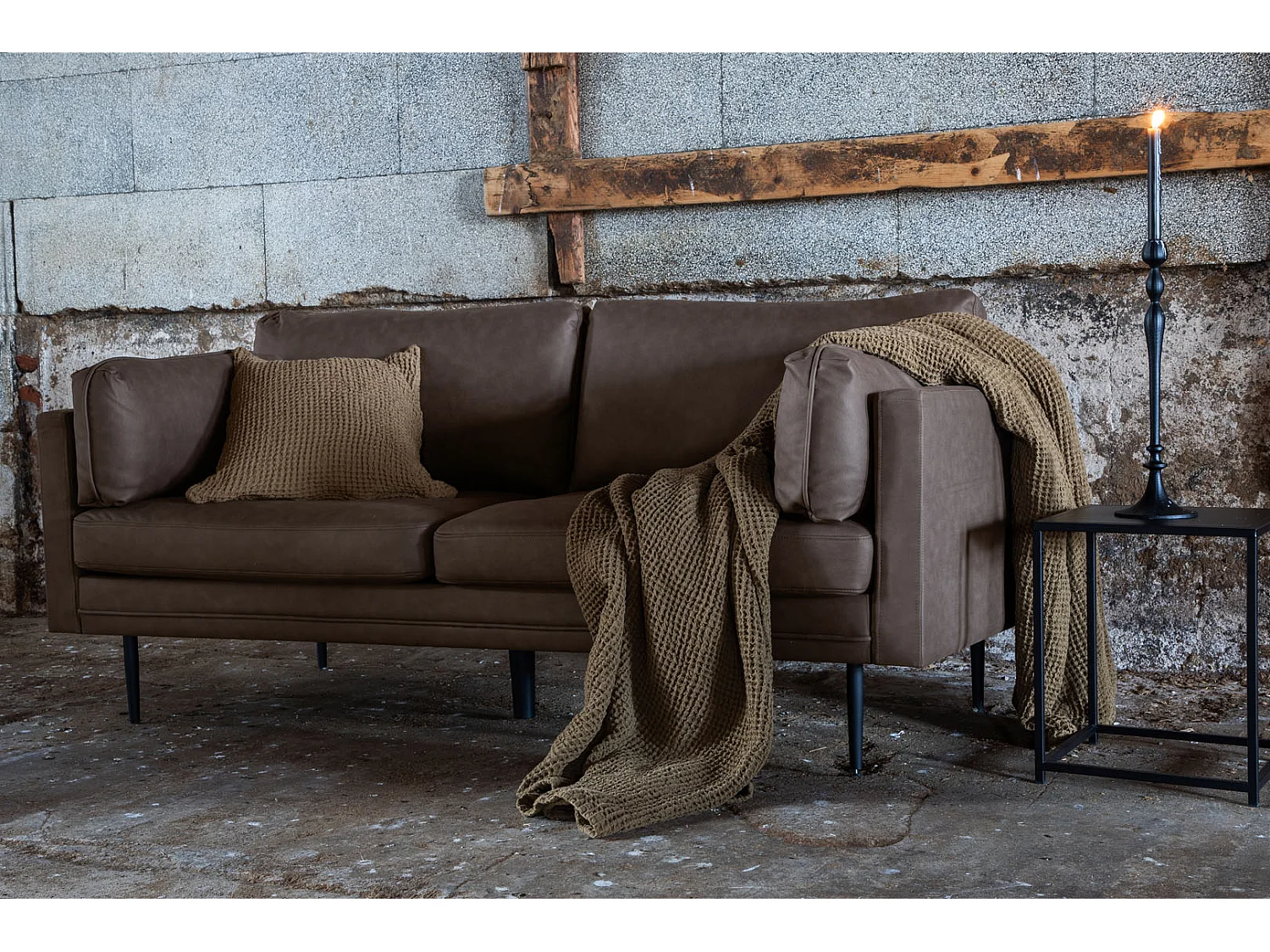 Canapé 3 Places en Microfibre "Boom" 203cm Marron