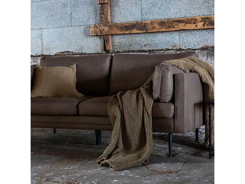 Canapé 3 Places en Microfibre "Boom" 203cm Marron