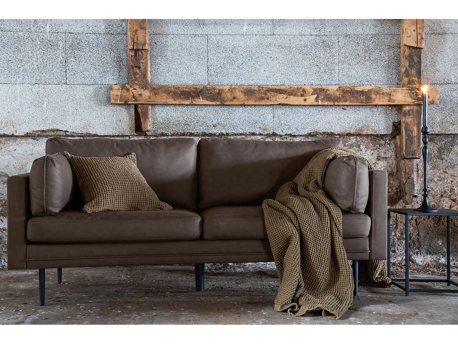 Canapé 3 Places en Microfibre "Boom" 203cm Marron