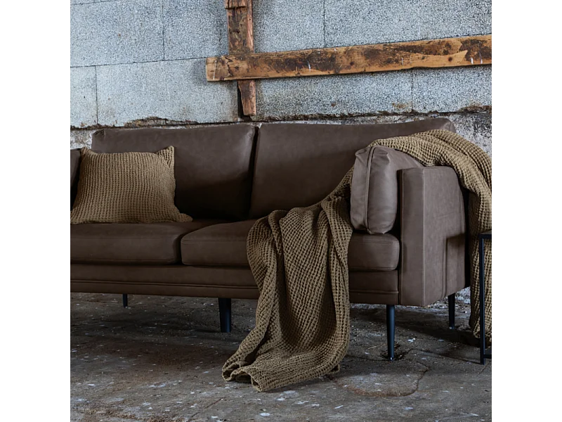 Canapé 3 Places en Microfibre "Boom" 203cm Marron