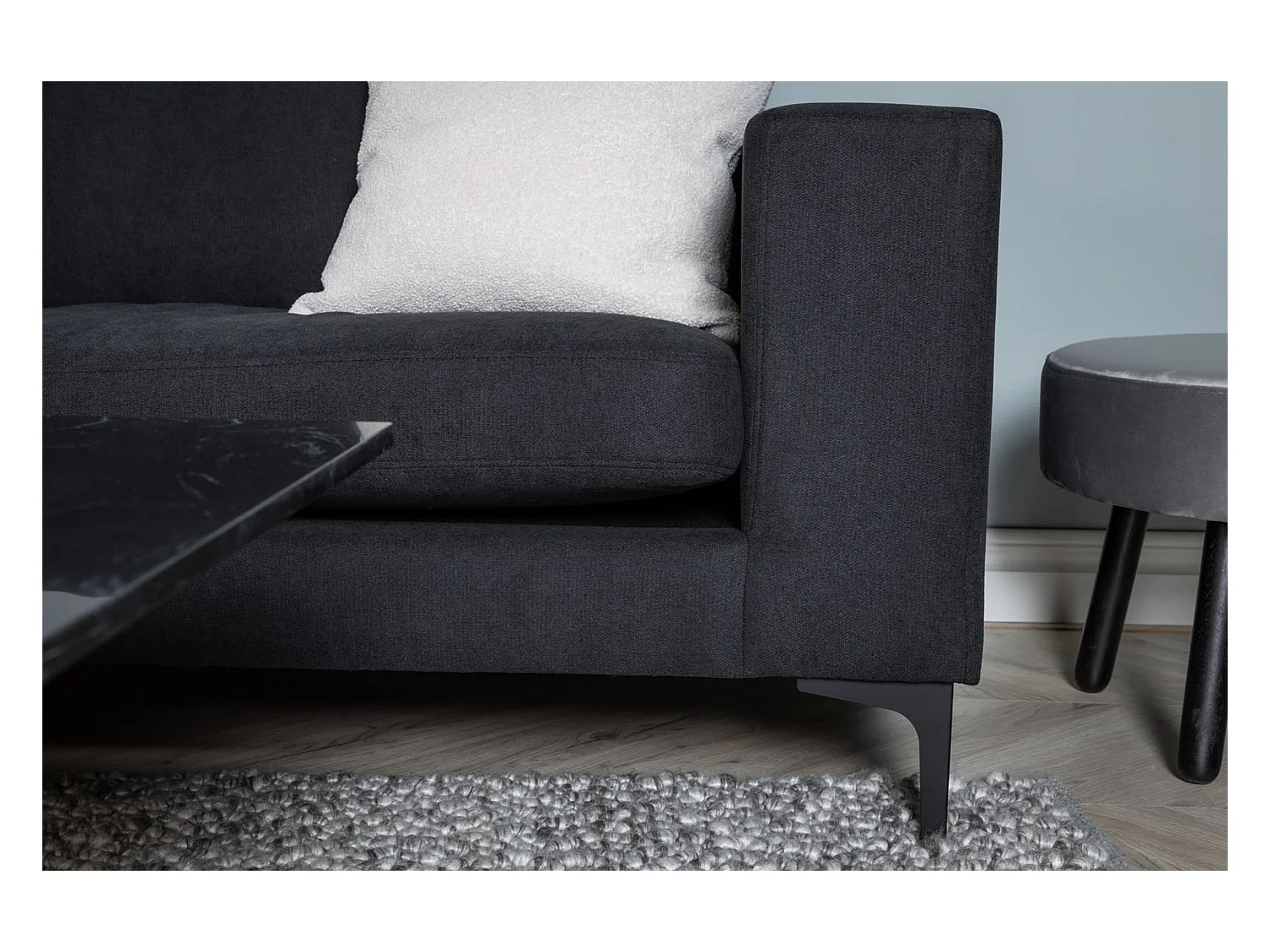 Canapé 3 Places en Velours "Bolero" 215cm Noir