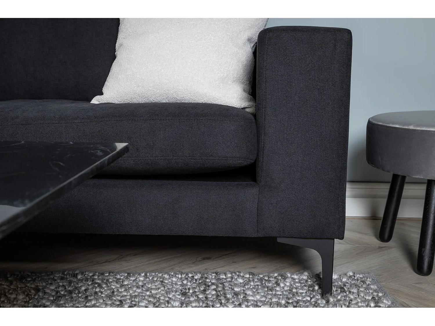 Canapé 3 Places en Velours "Bolero" 215cm Noir