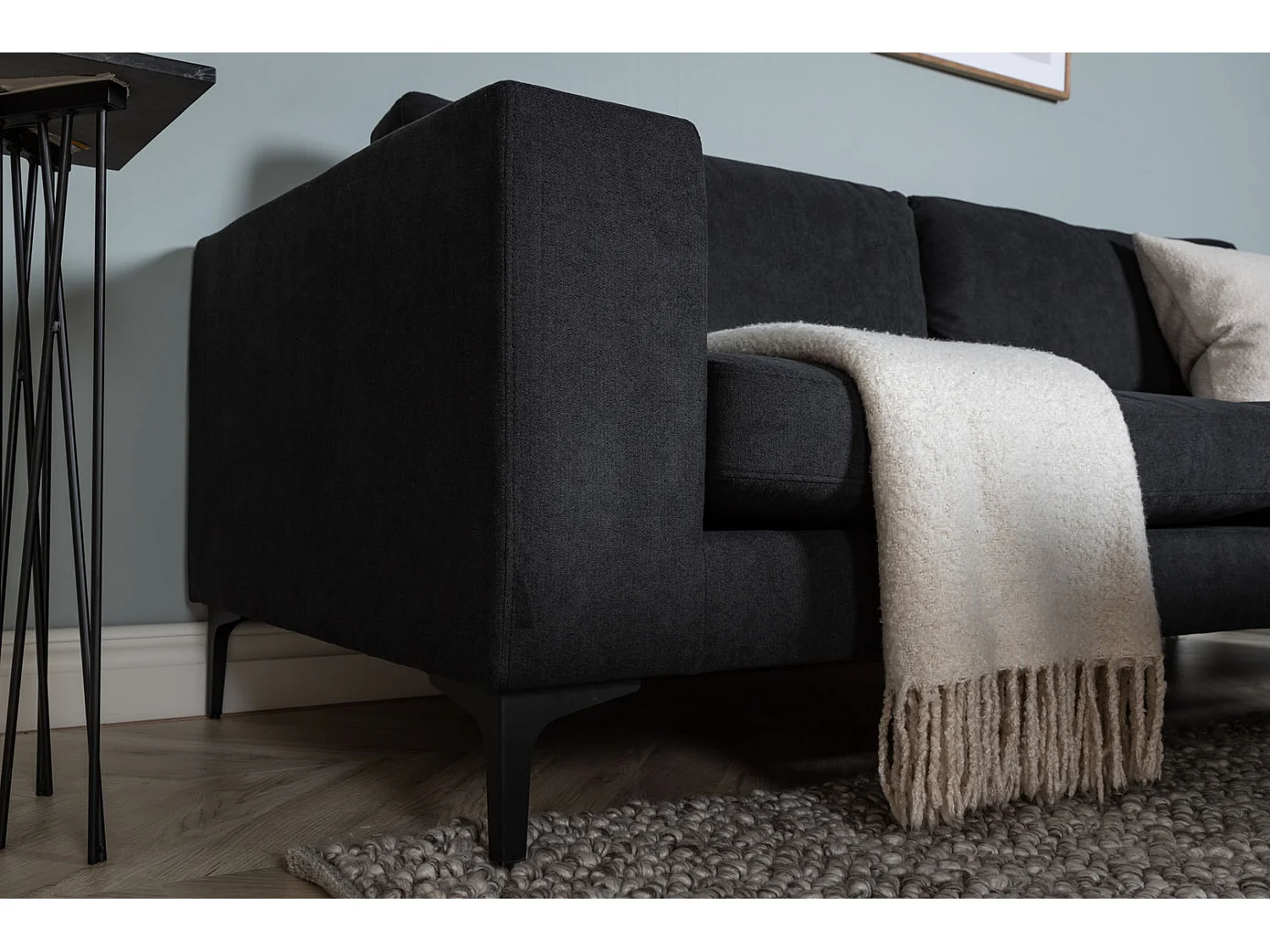 Canapé 3 Places en Velours "Bolero" 215cm Noir