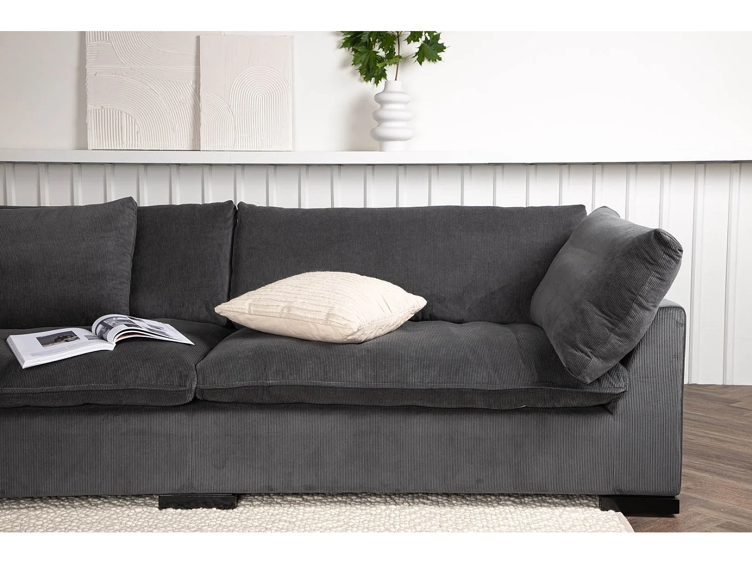 Canapé Droit 3 Places "Durham" 270cm Gris Foncé