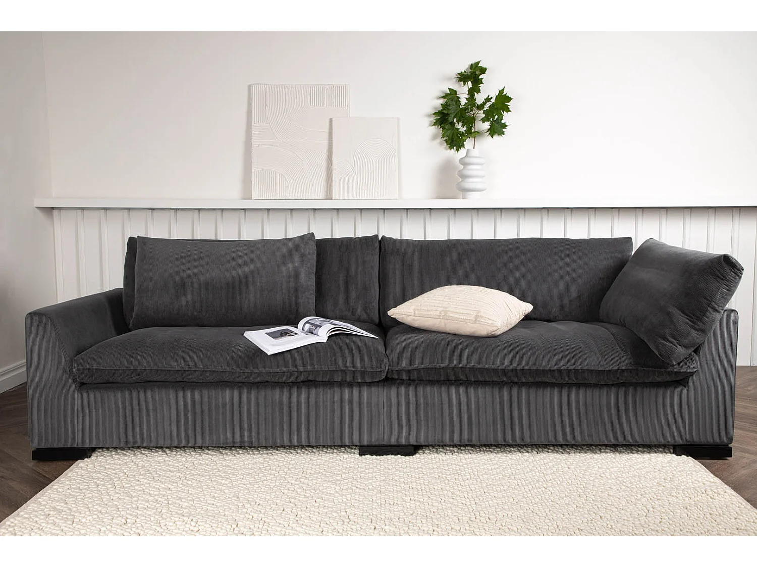 Durham bank 3 persoons fluweel donkergrijs.