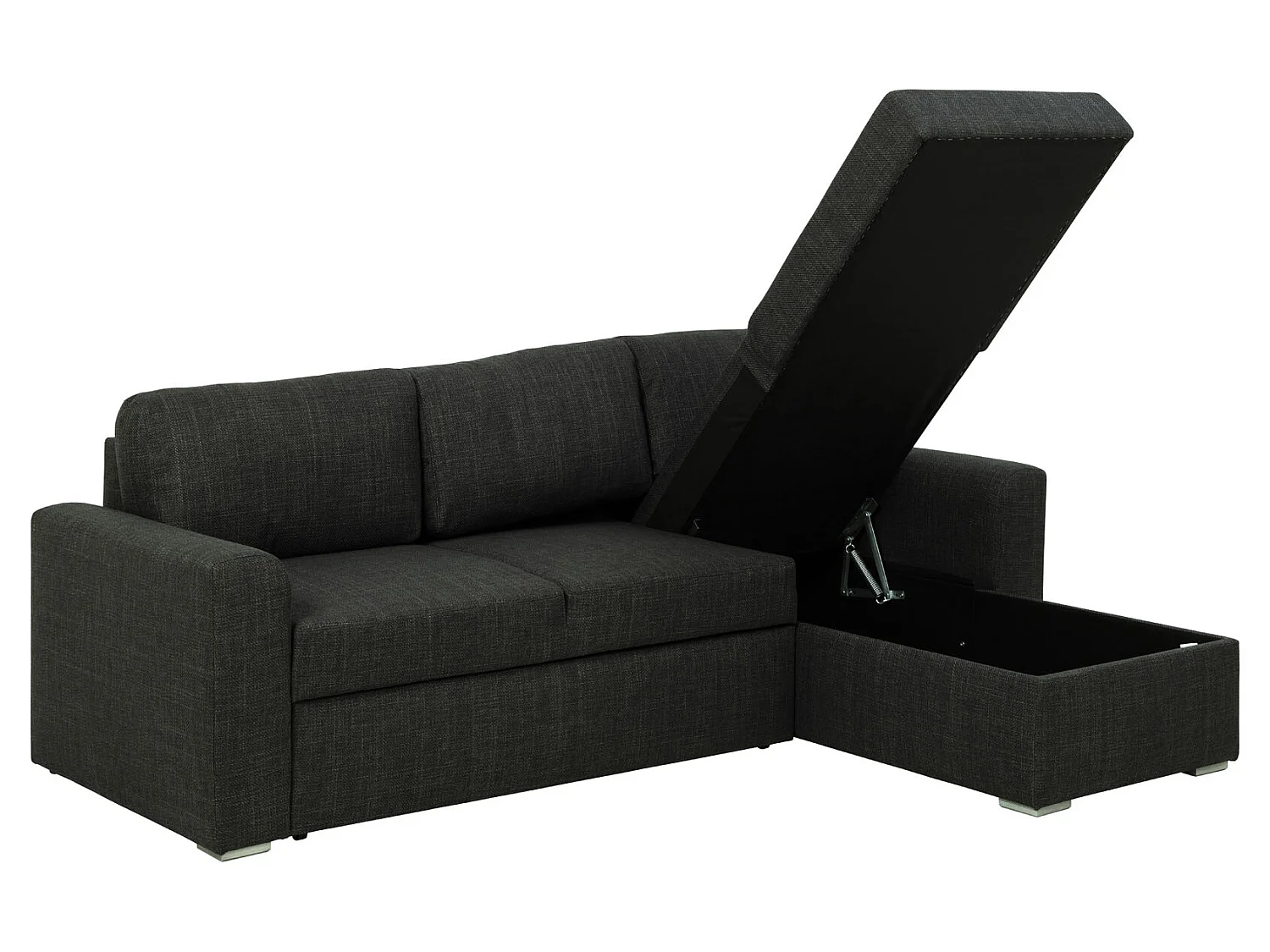 Flemar slaapbank met chaise longue donkergrijs.