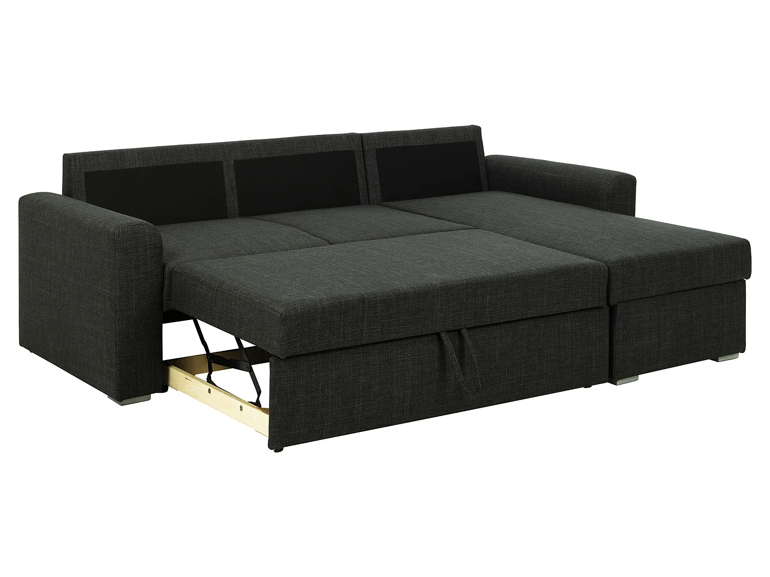 Flemar slaapbank met chaise longue donkergrijs.