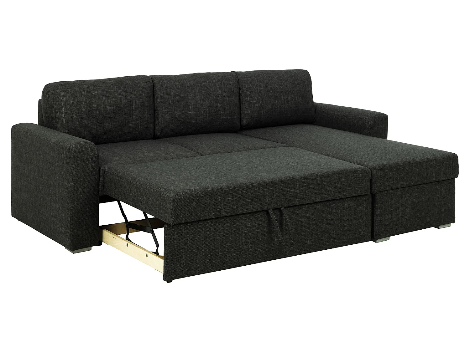 Flemar slaapbank met chaise longue donkergrijs.
