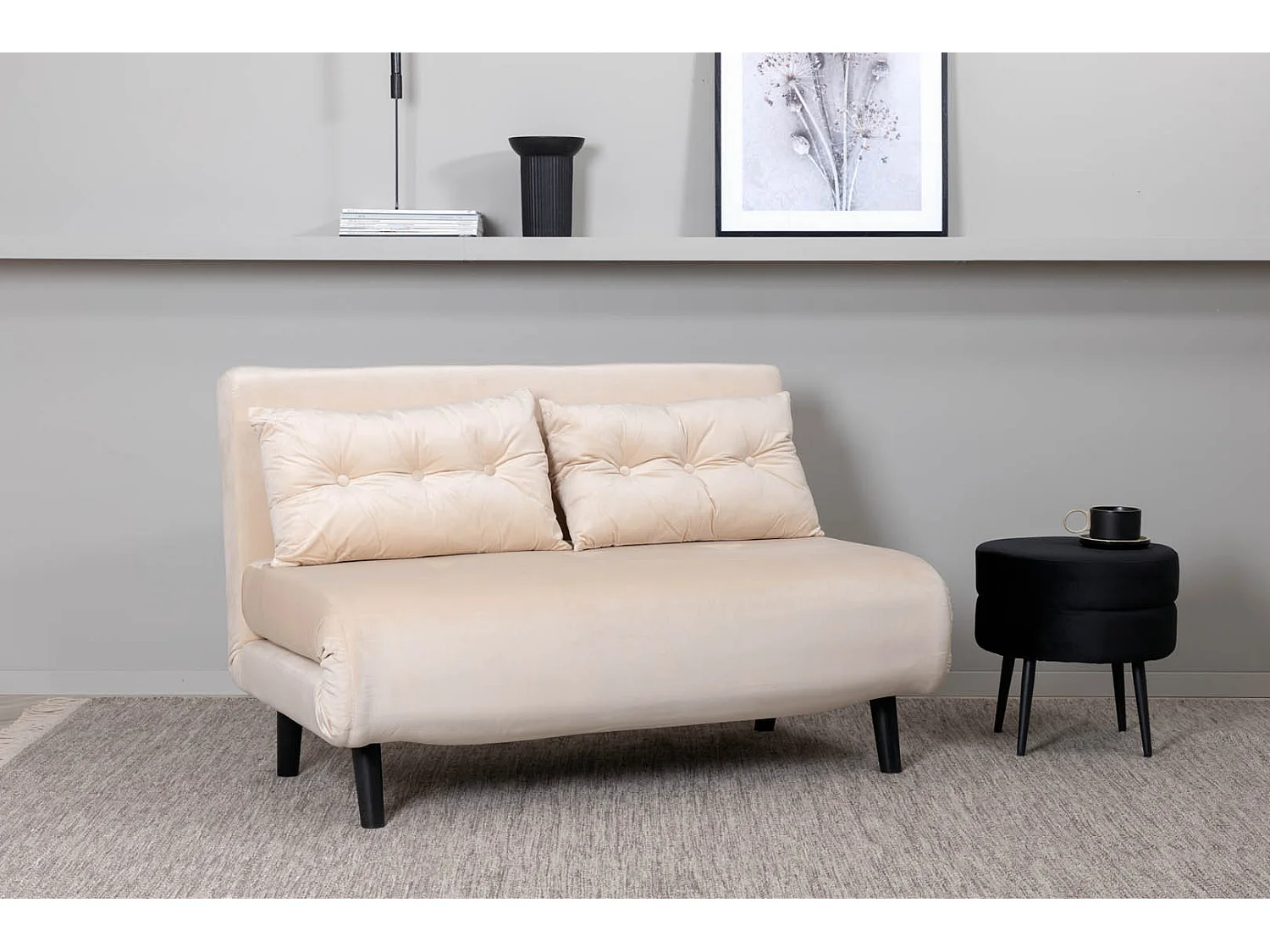 Vicky slaapbank velours beige.