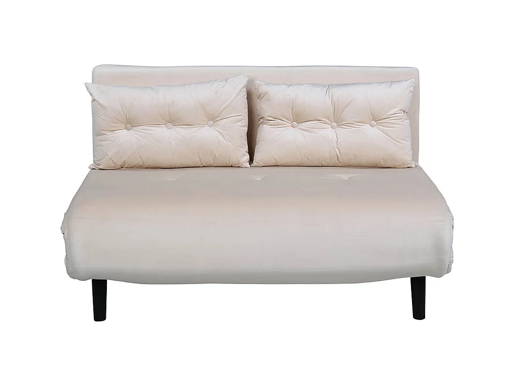 Canapé Convertible en Velours "Vicky" 120cm Beige Clair