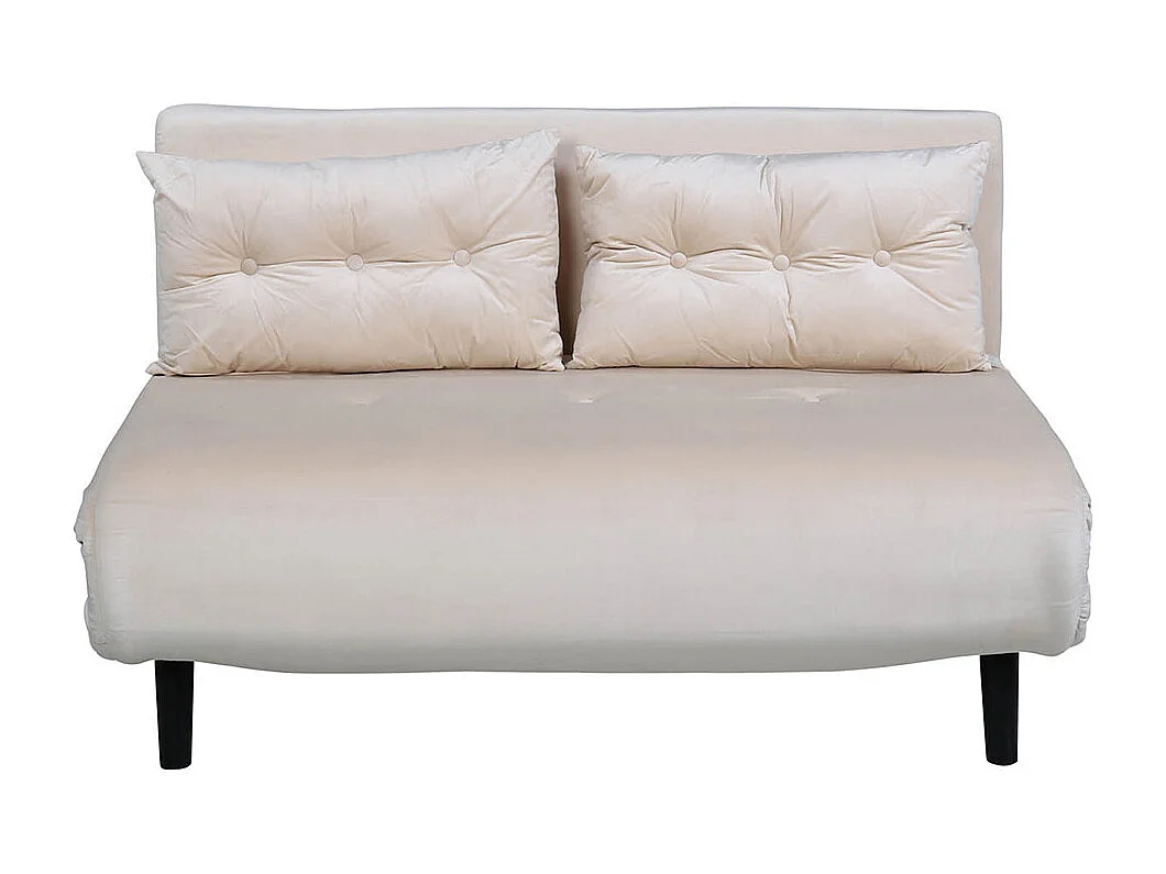 Canapé Convertible en Velours "Vicky" 120cm Beige Clair