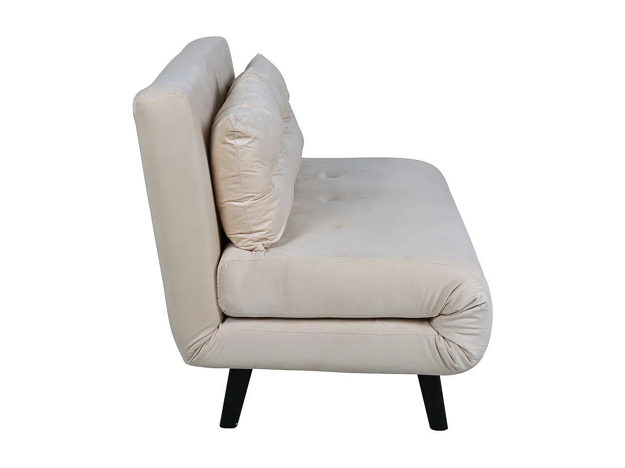 Canapé Convertible en Velours "Vicky" 120cm Beige Clair