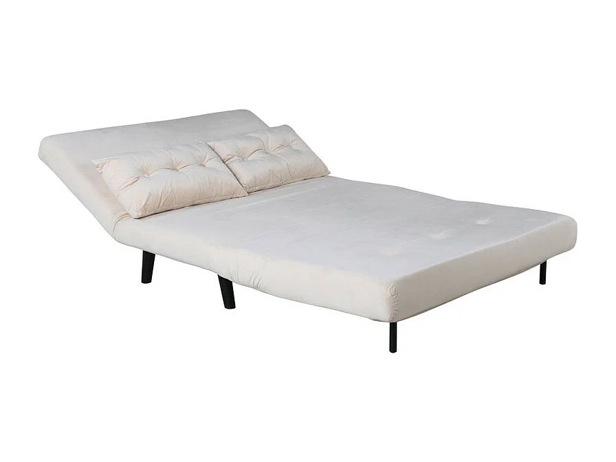 Canapé Convertible en Velours "Vicky" 120cm Beige Clair