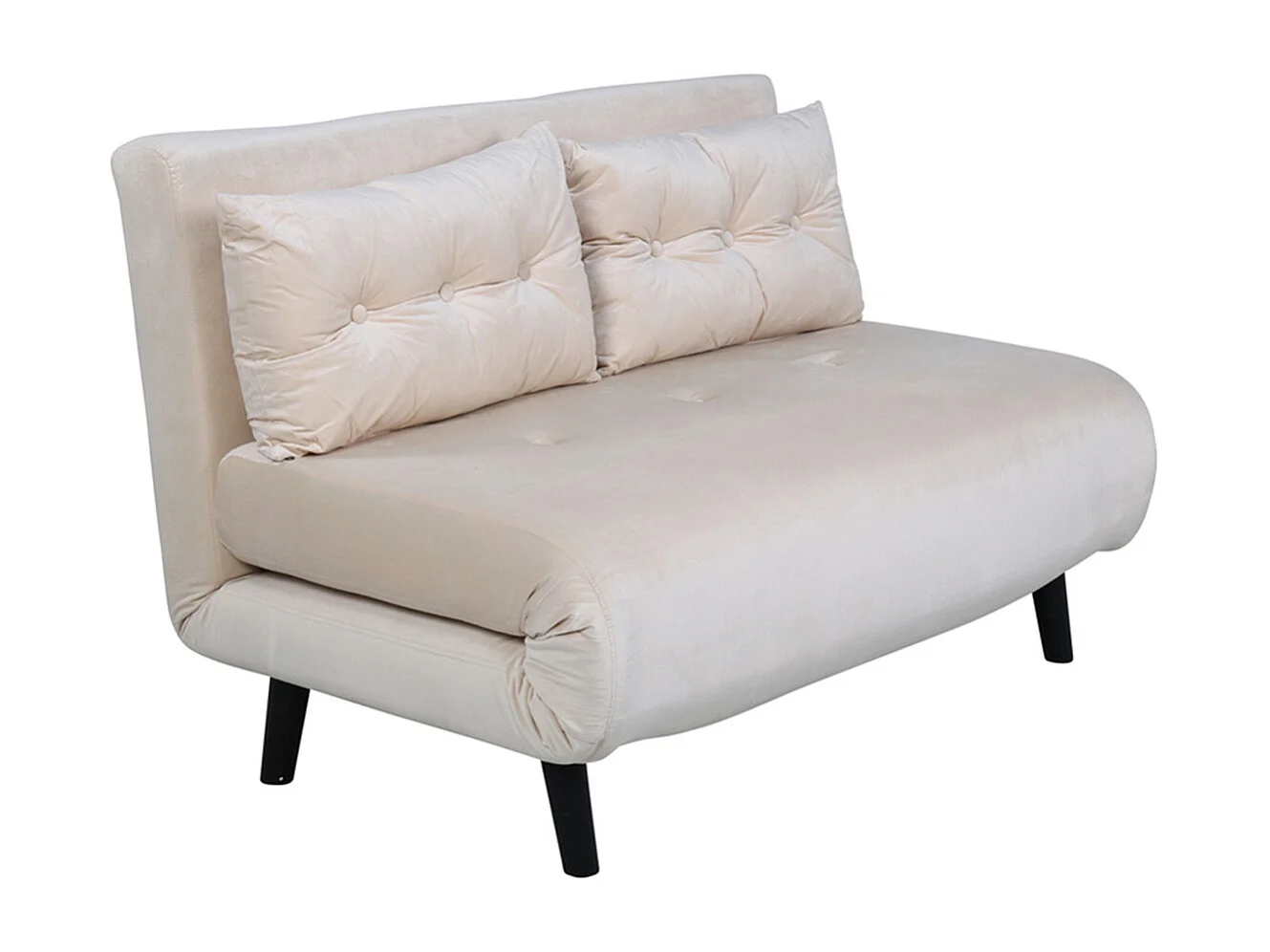 Canapé Convertible en Velours "Vicky" 120cm Beige Clair