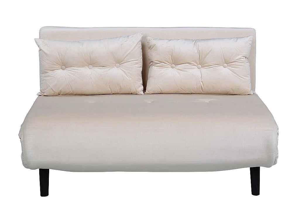 Canapé Convertible en Velours "Vicky" 120cm Beige Clair
