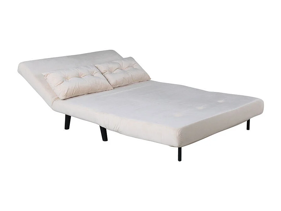Canapé Convertible en Velours "Vicky" 120cm Beige Clair