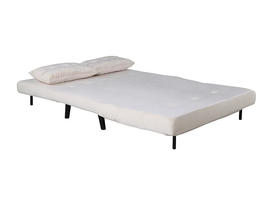 Canapé Convertible en Velours "Vicky" 120cm Beige Clair
