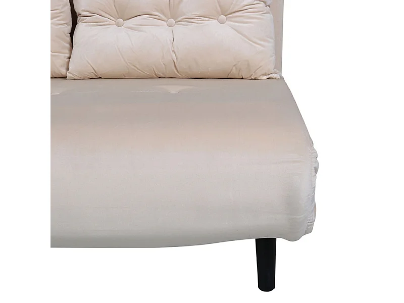 Canapé Convertible en Velours "Vicky" 120cm Beige Clair
