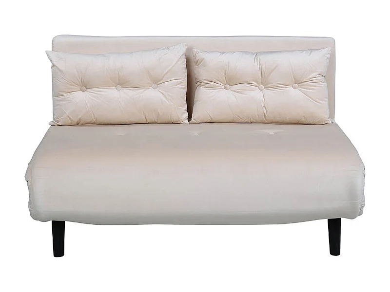 Canapé Convertible en Velours "Vicky" 120cm Beige Clair