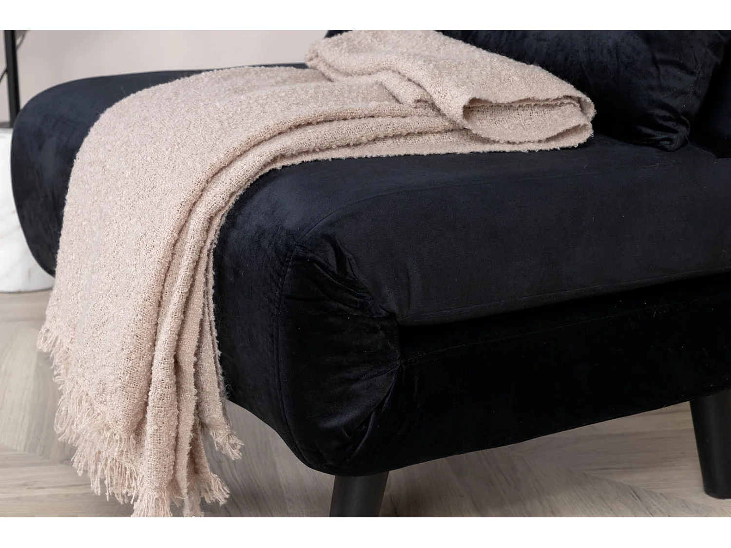 Fauteuil Convertible en Velours "Vicky" 70cm Noir