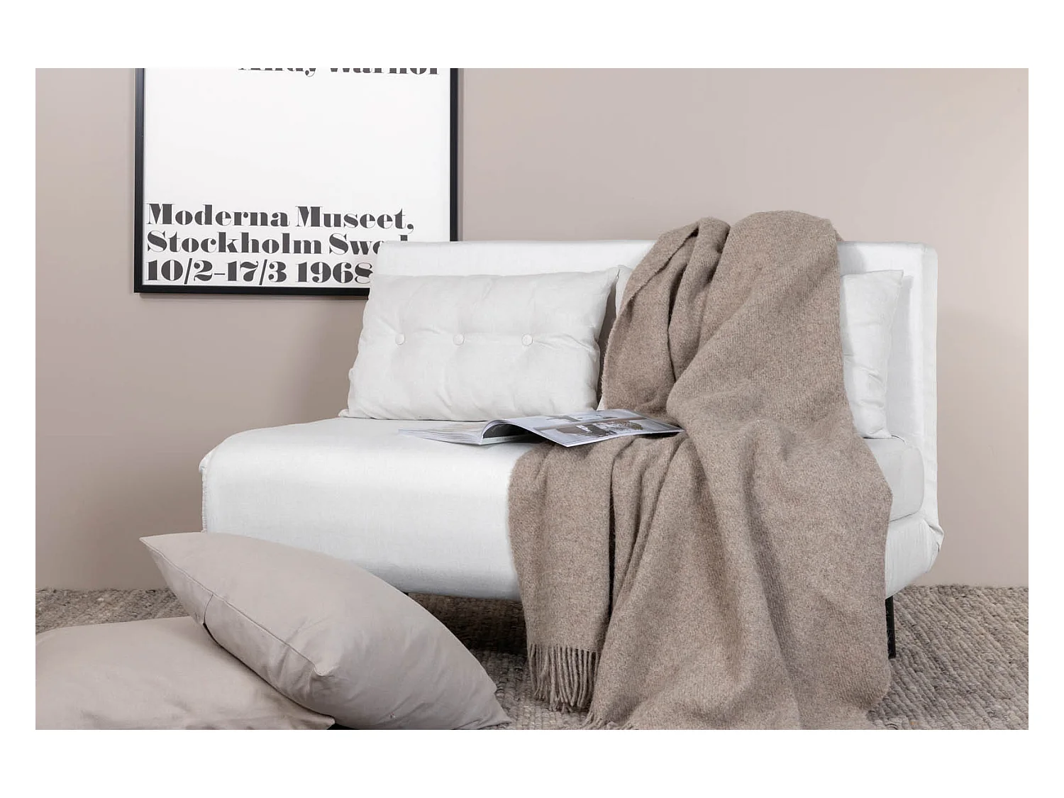 Canapé Convertible en Tissu "Vicky" 120cm Blanc
