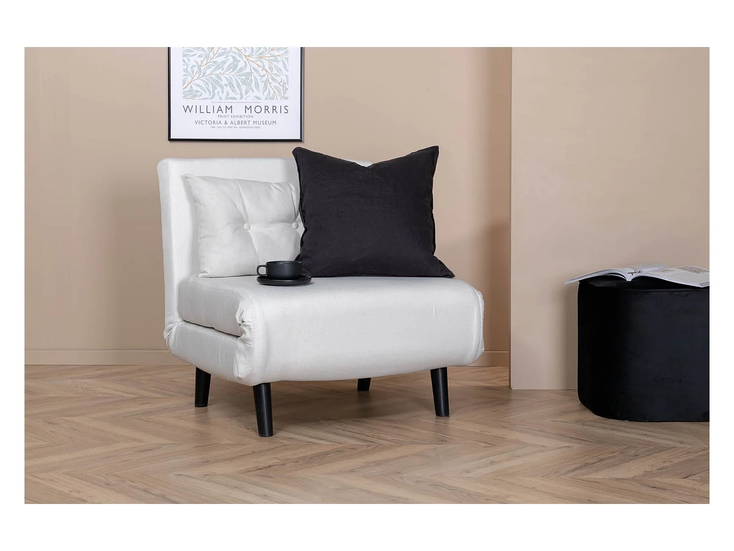 Vicky slaapbank ,fauteuil wit.