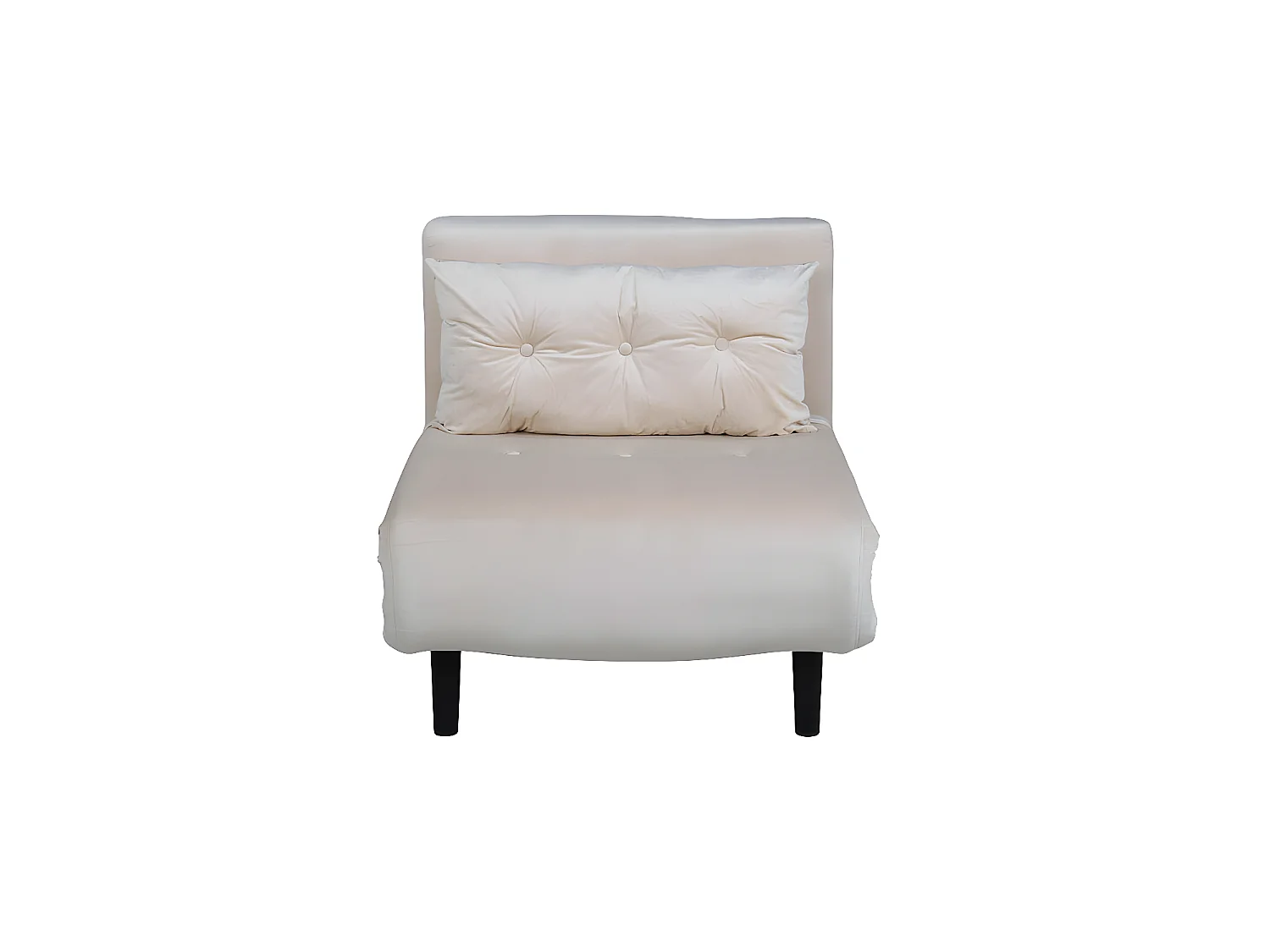 Fauteuil Convertible en Velours "Vicky" 70cm Beige Clair
