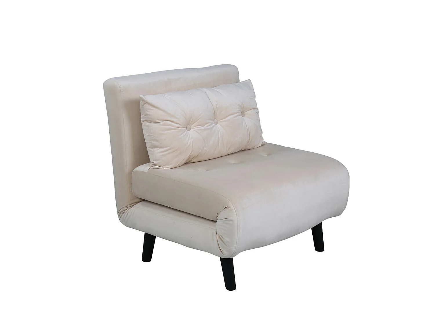 Fauteuil Convertible en Velours "Vicky" 70cm Beige Clair