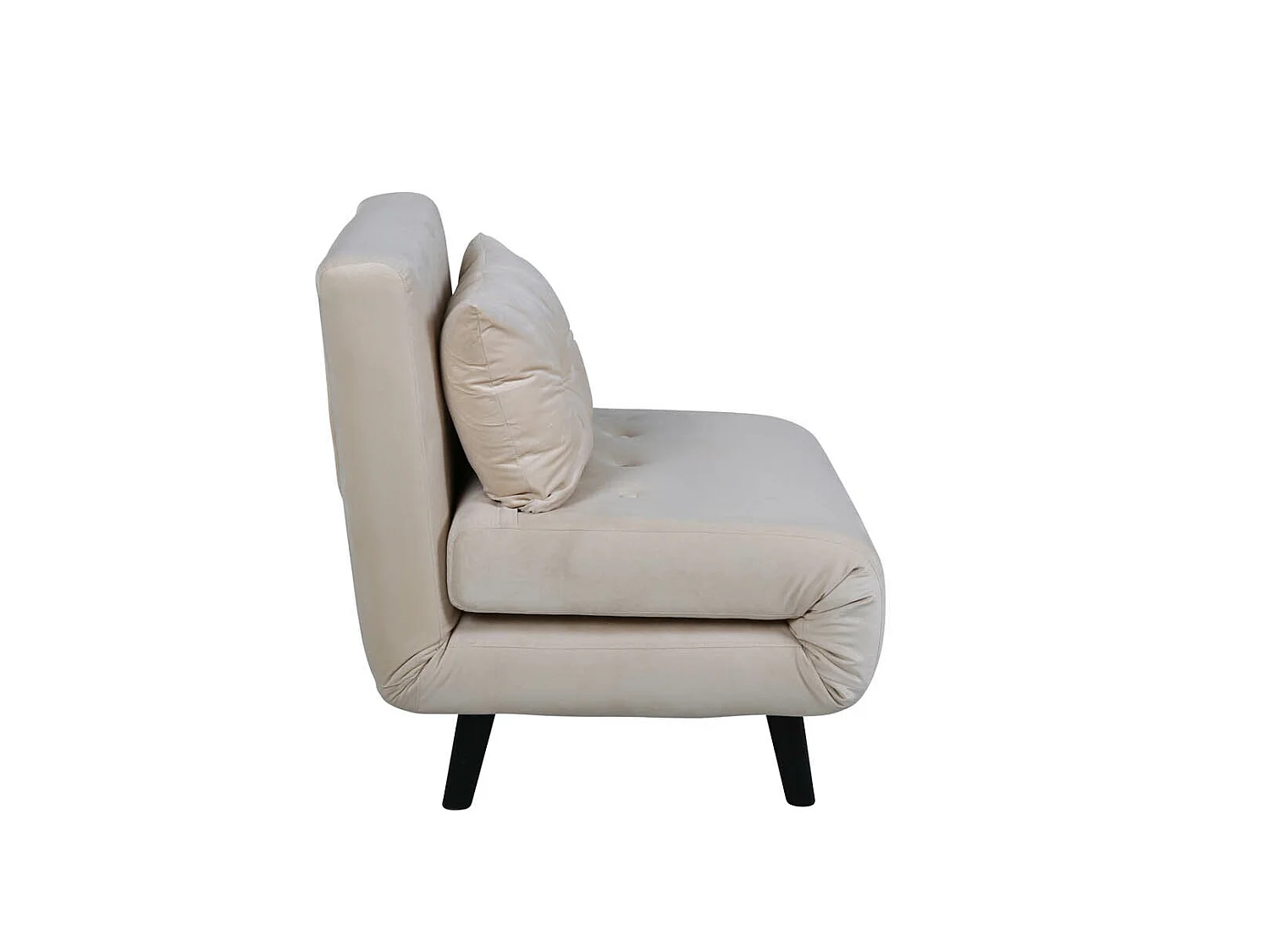 Fauteuil Convertible en Velours "Vicky" 70cm Beige Clair