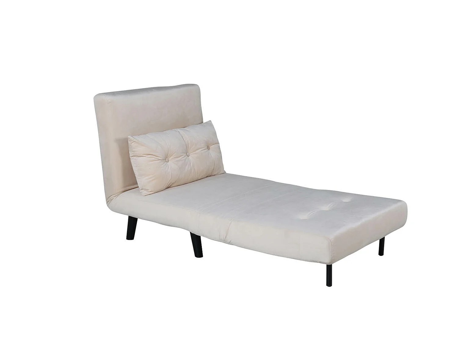 Fauteuil Convertible en Velours "Vicky" 70cm Beige Clair