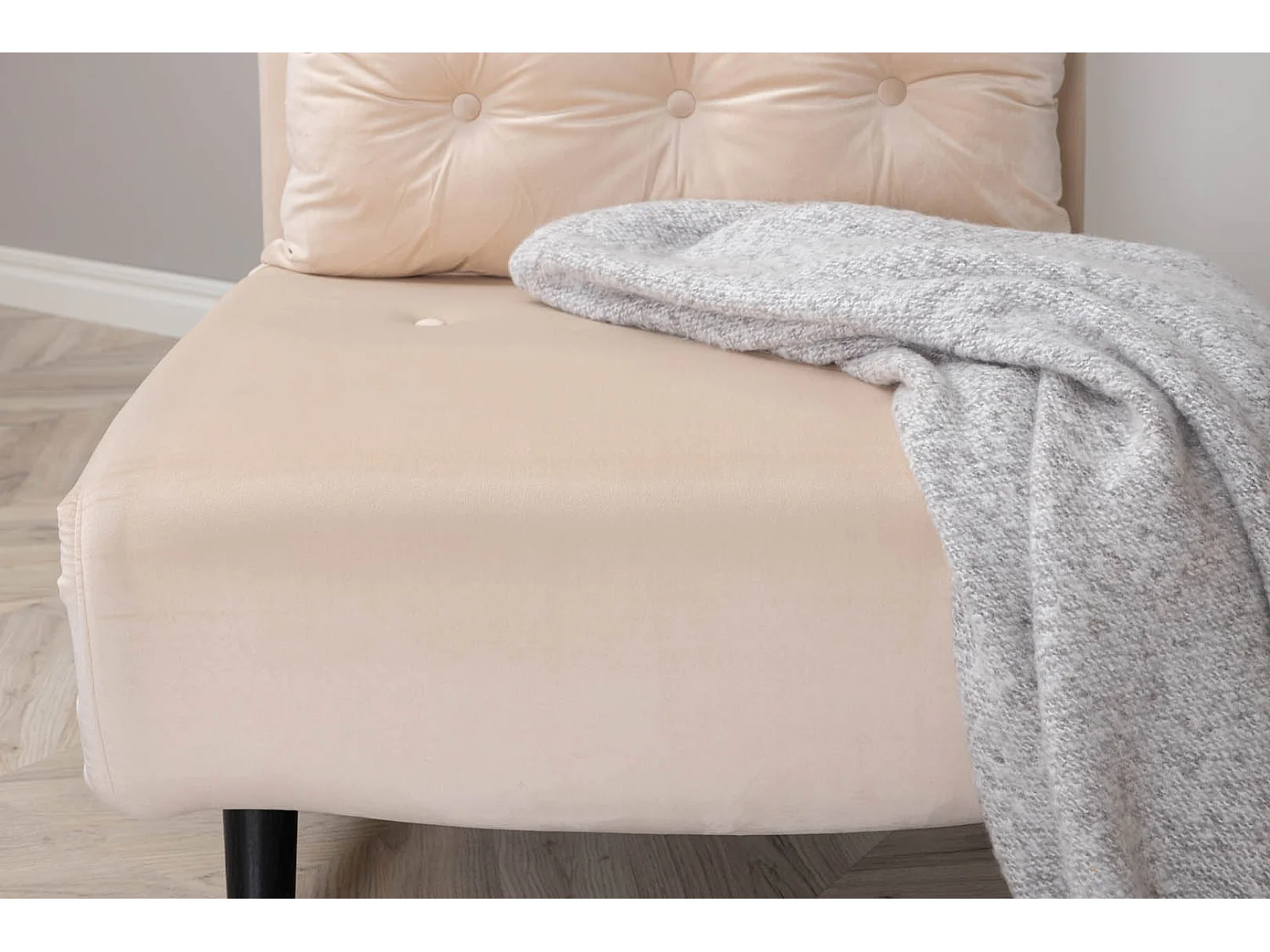 Fauteuil Convertible en Velours "Vicky" 70cm Beige Clair