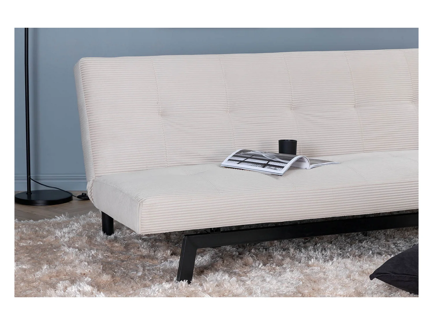 Bodil slaapbank fluweel beige.