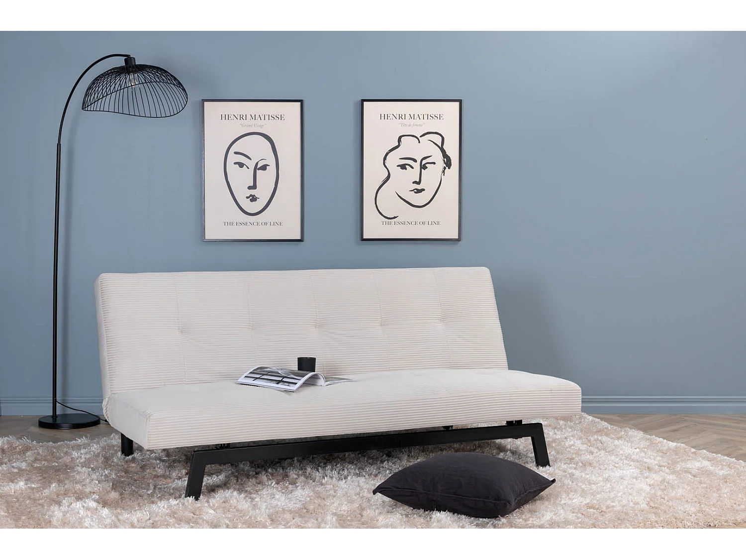 Bodil slaapbank fluweel beige.