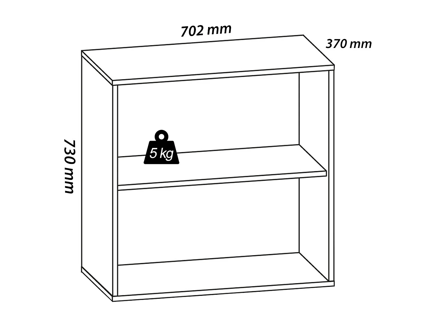 Office Shelf & Bookcase Lona Gray W. 70 x H. 74 x D. 37 cm