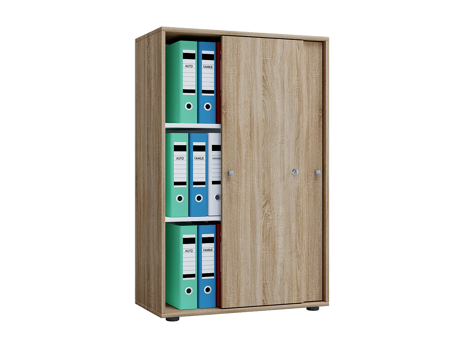 Lona XL Armoire de bureau avec 2 portes coulissantes et serrure, imitation chêne Sonoma.