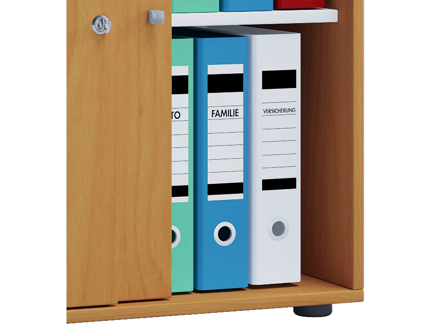 Lona L armoire de bureau avec 2 portes coulissantes et serrure, imitation hêtre.