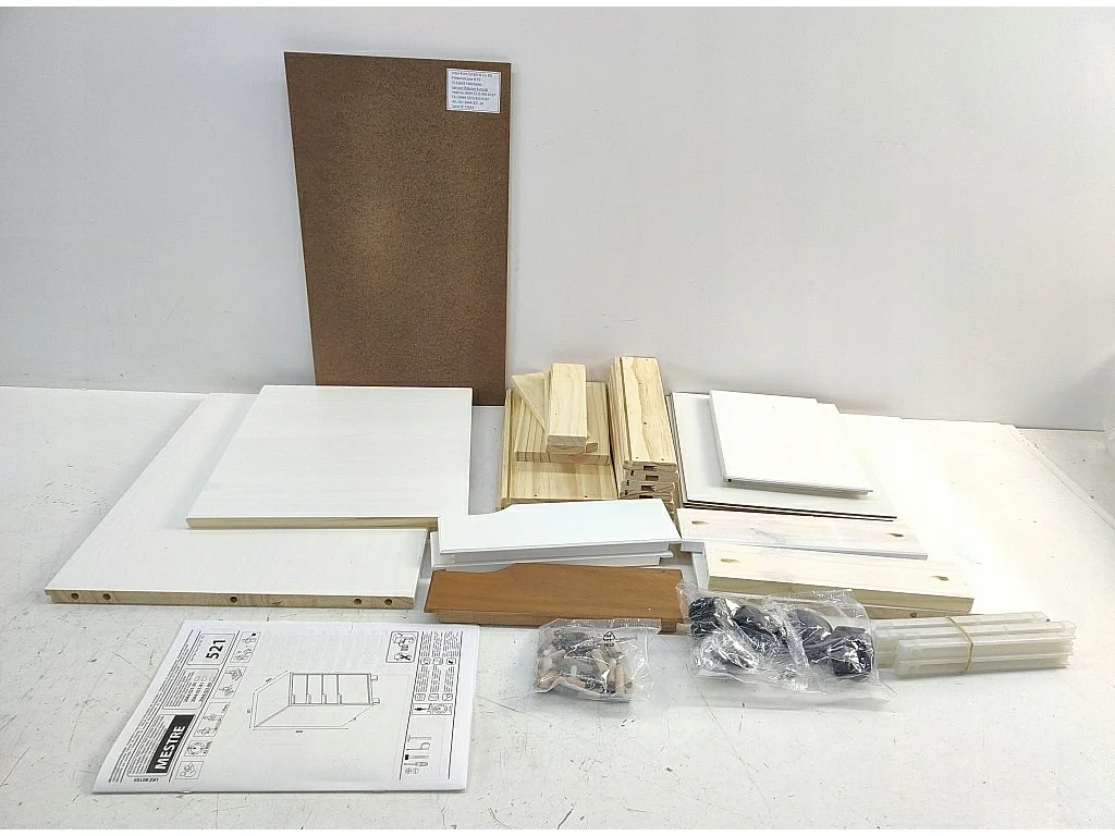 Caisson de bureau 4 tiroirs bois blanc et marron avec roues Louis