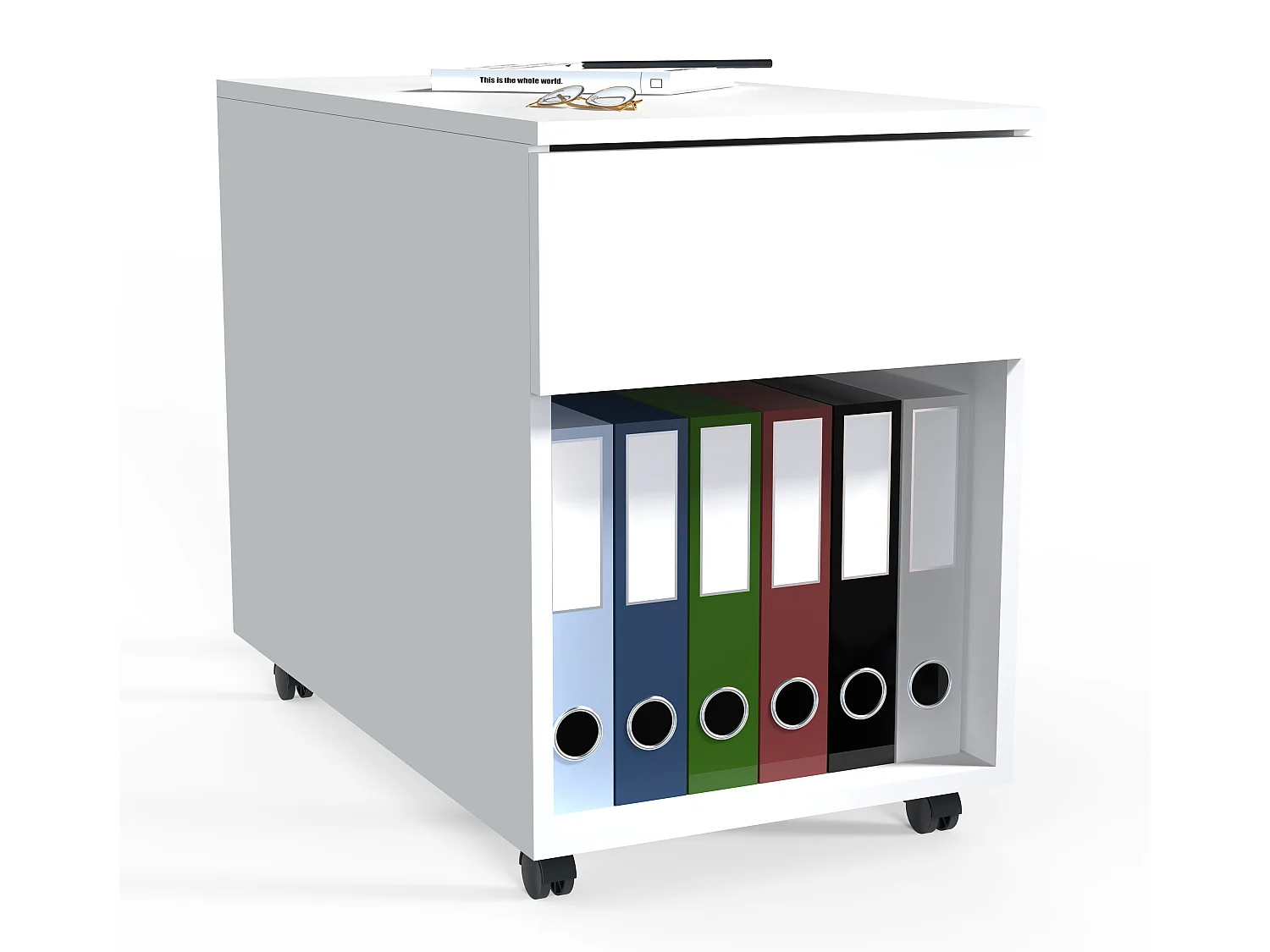 VCM Roll Container | Recipiente lateral com gavetas | Dimensões aprox. A. 55 x L. 39 x P. 70 cm | Contentor de Escritório - Dalosa 1 Gaveta (Branco)