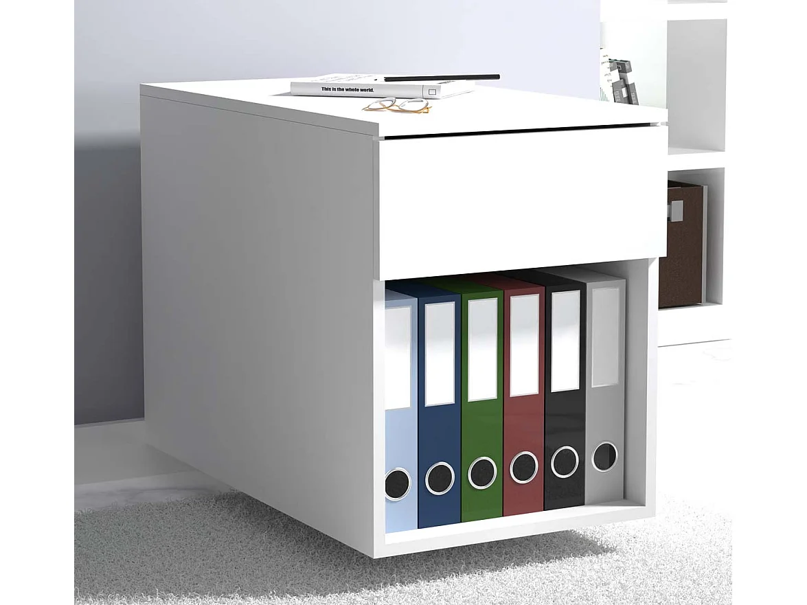 VCM Roll Container | Recipiente lateral com gavetas | Dimensões aprox. A. 55 x L. 39 x P. 70 cm | Contentor de Escritório - Dalosa 1 Gaveta (Branco)