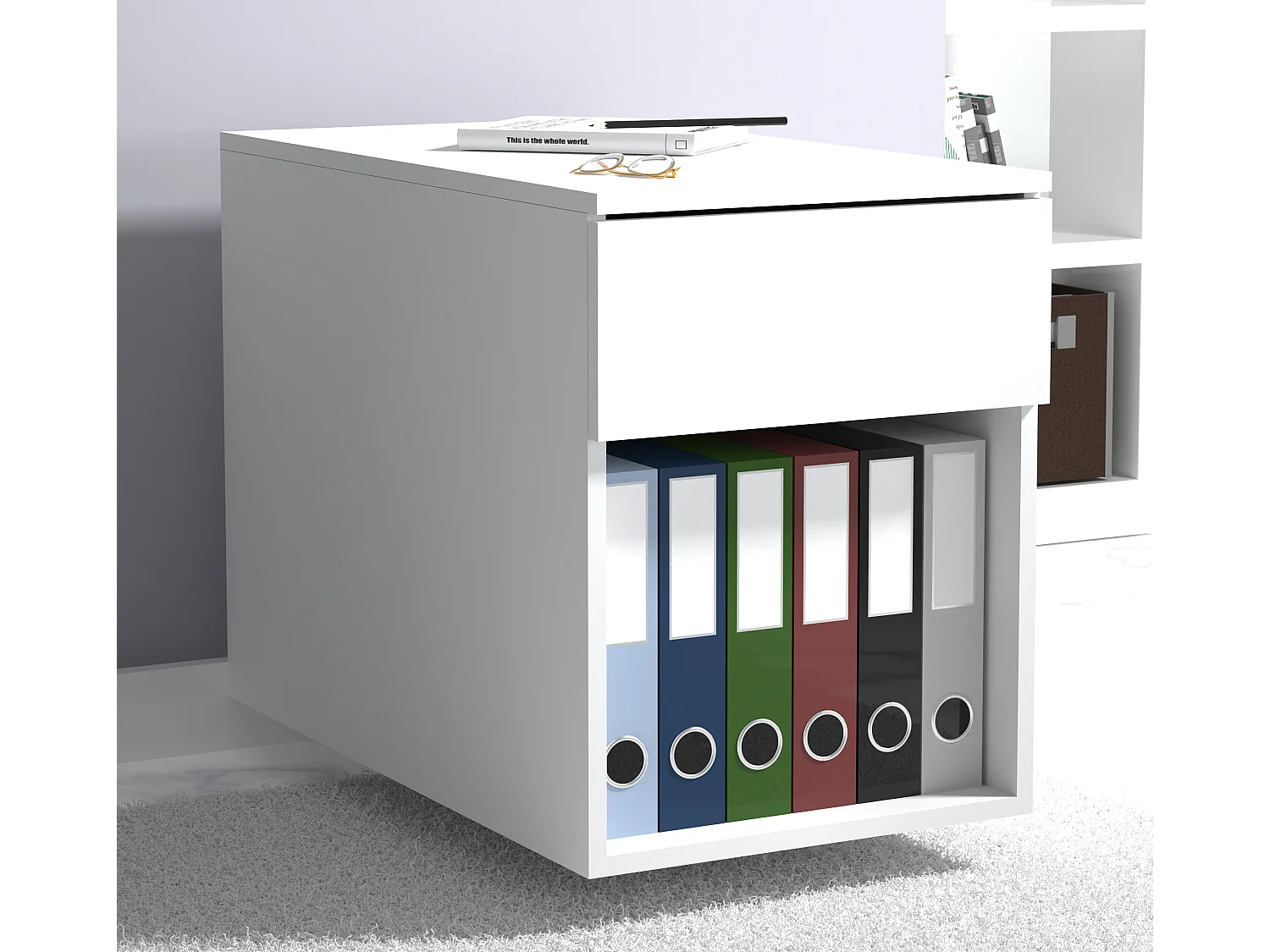 VCM Roll Container | Recipiente lateral com gavetas | Dimensões aprox. A. 55 x L. 39 x P. 70 cm | Contentor de Escritório - Dalosa 1 Gaveta (Branco)