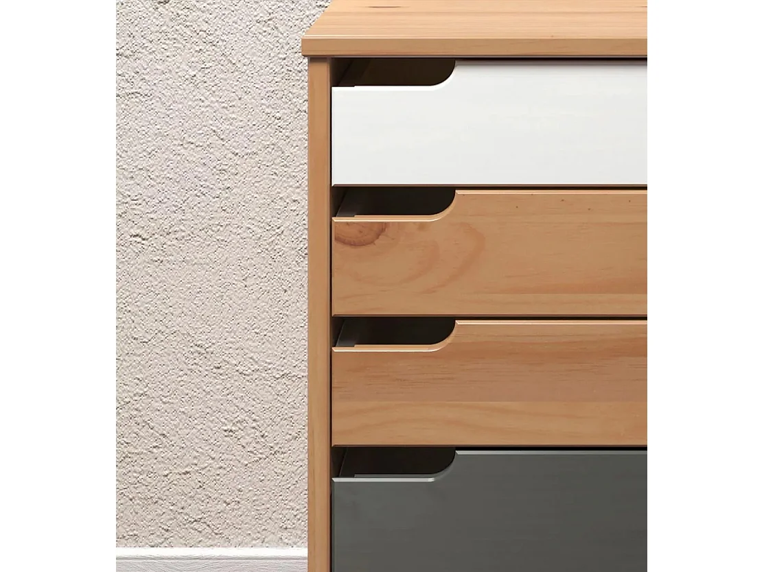 Mestre kommode kantoor, ladecassette op wielen. 3,1 lade honing,wit.grijs.