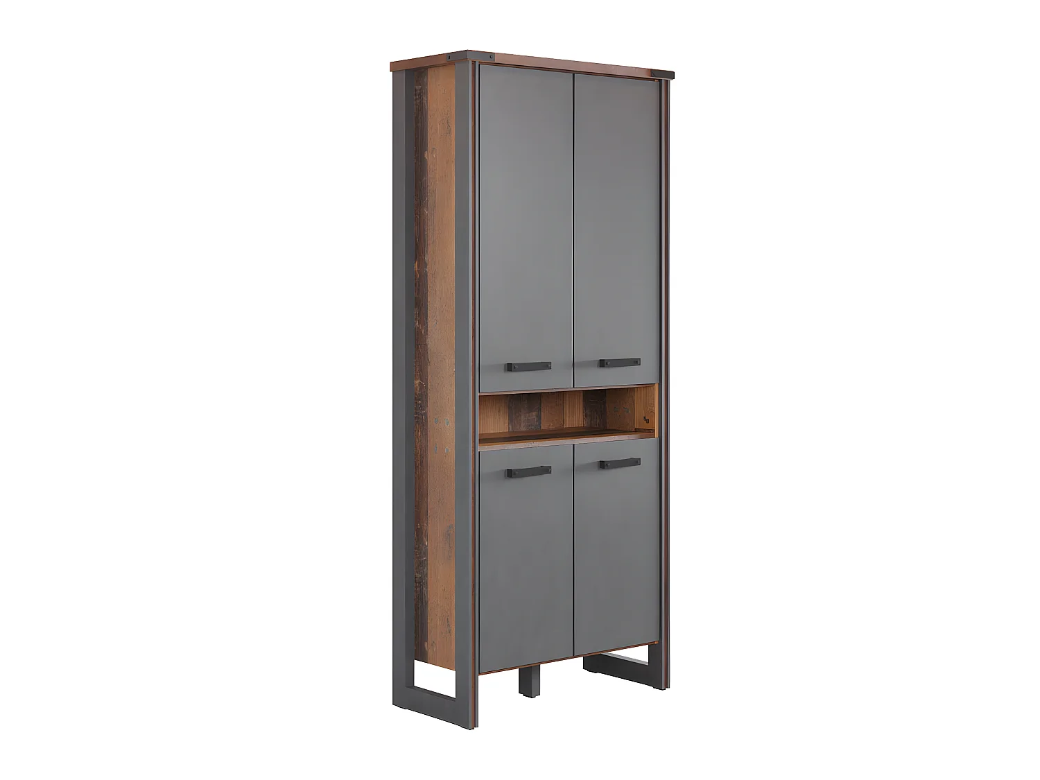 Prime étagère de bureau 4 portes, 1 tablette, Old Wood décor.