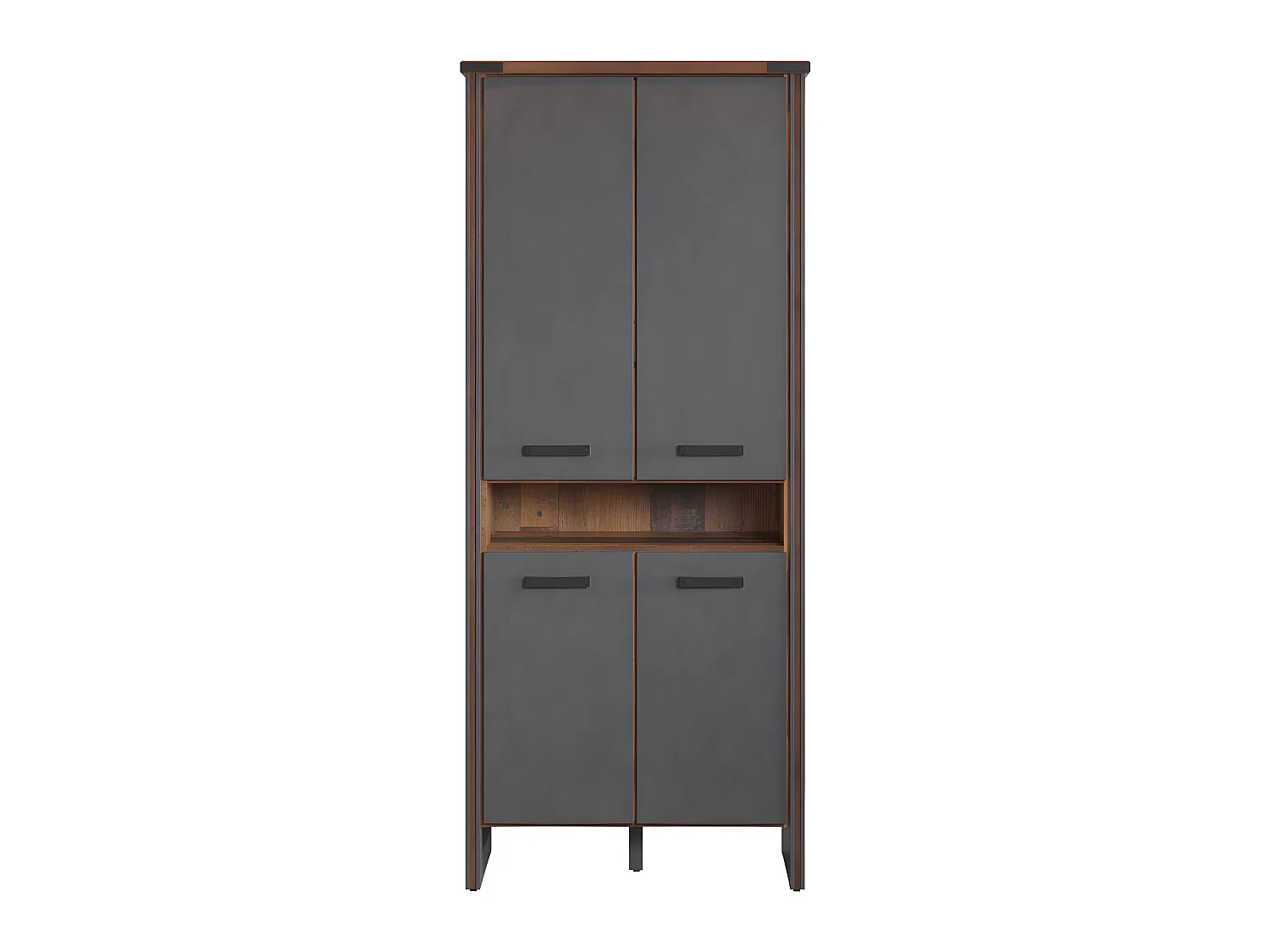 Prime étagère de bureau 4 portes, 1 tablette, Old Wood décor.