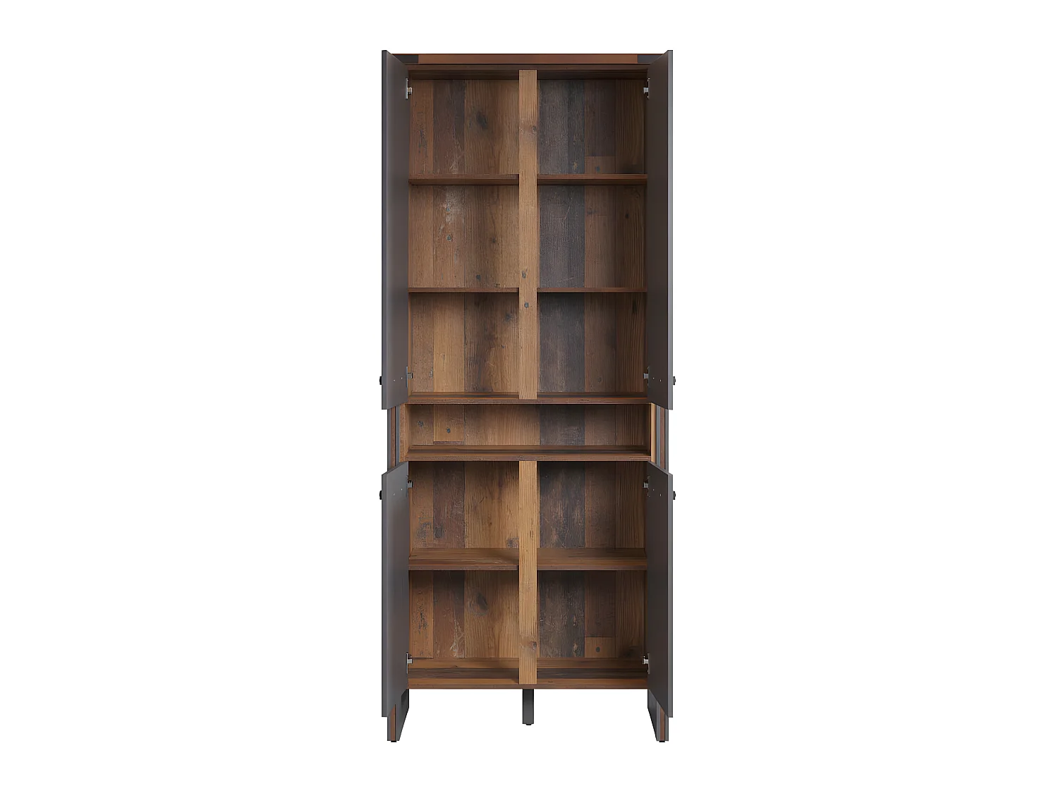 Prime étagère de bureau 4 portes, 1 tablette, Old Wood décor.