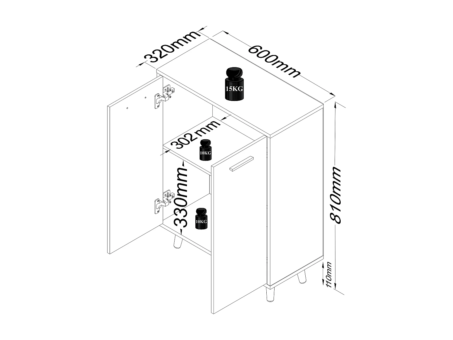 Houten ladekast dressoir Anrichte Lindas